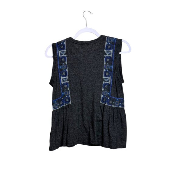 Free People Marcy Tank Top Women‎ S Heathered Grey Embroidered Boho Lightweight - Picture 2 of 7